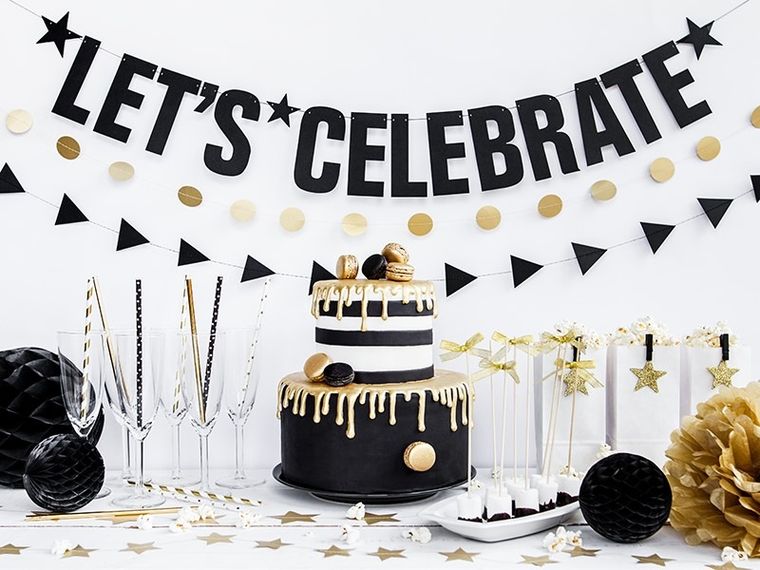 PartyDeco, słomki papierowe, kropki, czarno-białe, 19,5 cm, 10 szt.