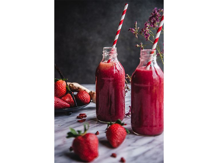 PartyDeco, słomki papierowe, paski, czerwone, 19,5 cm, 10 szt.