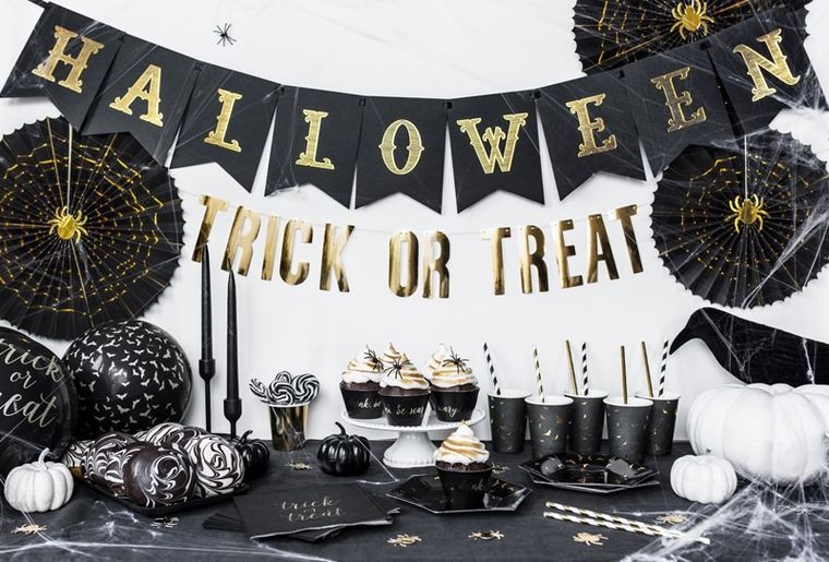 PartyDeco, słomki papierowe, paski, złote chrom, 19,5 cm, 10 szt.