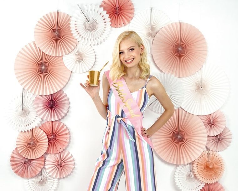 PartyDeco, szarfa, Bride squad, jasny różowy