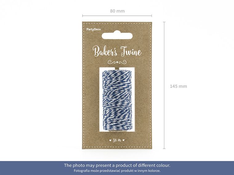 PartyDeco, sznurek piekarski do pakowania prezentów, czerwony, 50 m