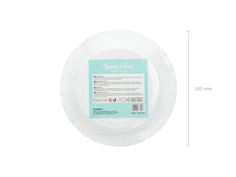 PartyDeco, talerzyki, miętowy, 18 cm, 6 szt.