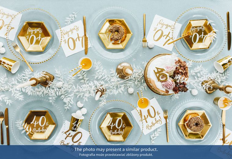 PartyDeco, talerzyki papierowe, 30th Birthday, złote, 20 cm, 6 szt.