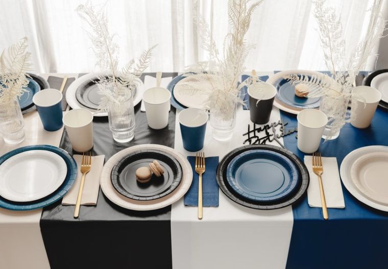 PartyDeco, talerzyki papierowe, granatowy, 23 cm, 6 szt.