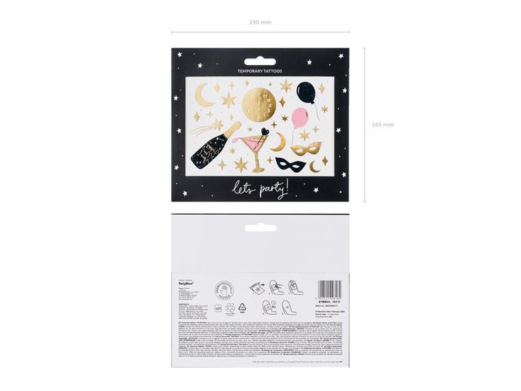 PartyDeco, tatuaże New Year's Eve, mix, 10 szt.