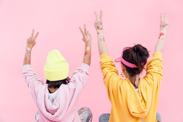 PartyDeco, tatuaże zmywalne Stokrotki, mix, 14 szt.