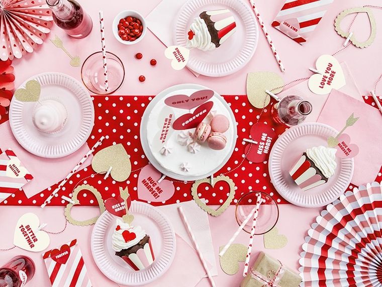 PartyDeco, toppery, dekoracje do muffinek, Sweet Love-serca, 11 cm, 6 szt.