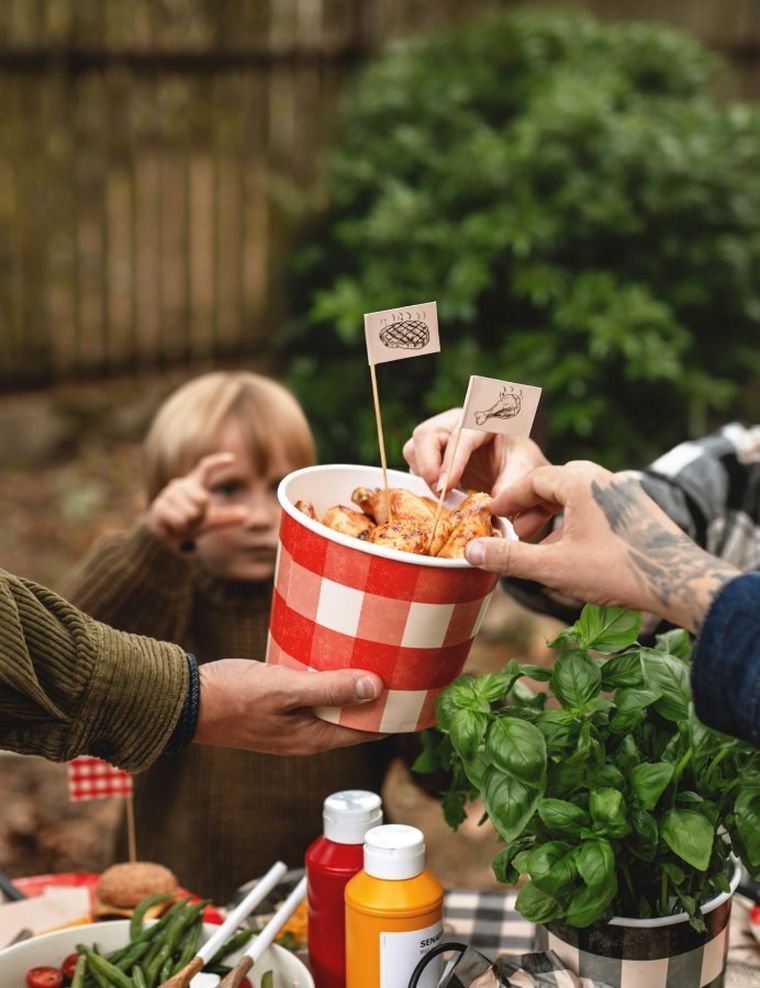 PartyDeco, wiaderka na przekąski, krata, 14 cm, 2 szt.