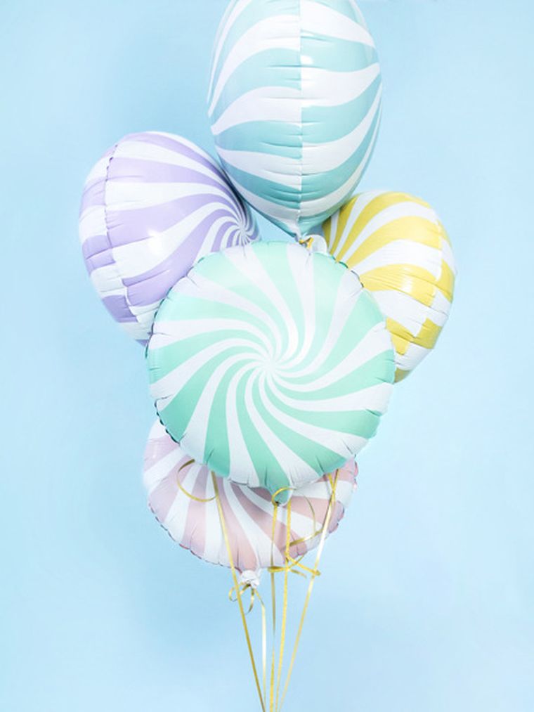 PartyDeco, Yummy, balon foliowy, cukierek, 45 cm, miętowy