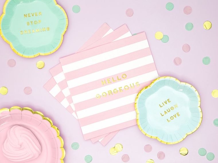 PartyDeco, Yummy, serwetki papierowe urodzinowe, Hello Gorgeous, jasny różowy, 33-33 cm, 20 szt.