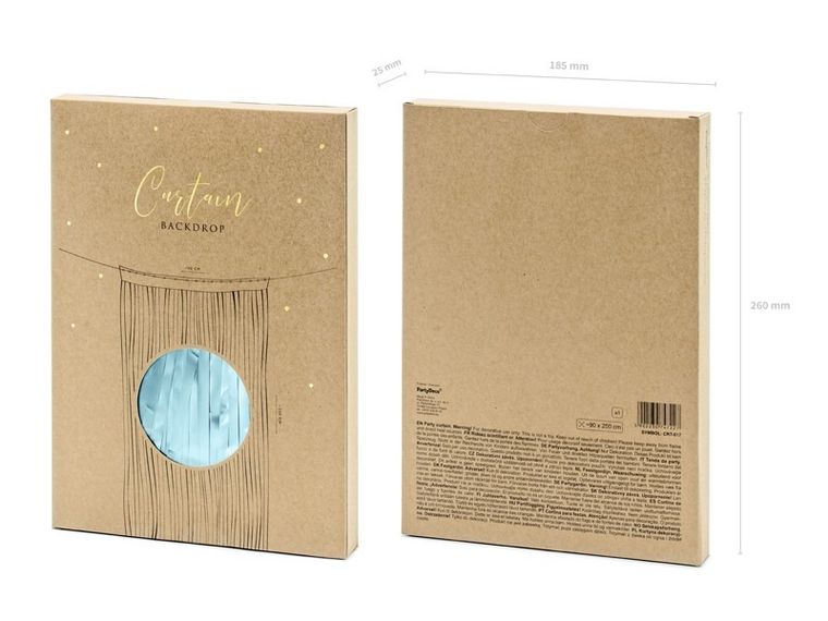 PartyDeco, zasłona dekoracyjna, kurtyna party, niebieska, 90-250 cm