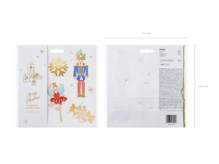 PartyDeco, zawieszki do prezentów, Dziadek do orzechów, 12 szt.