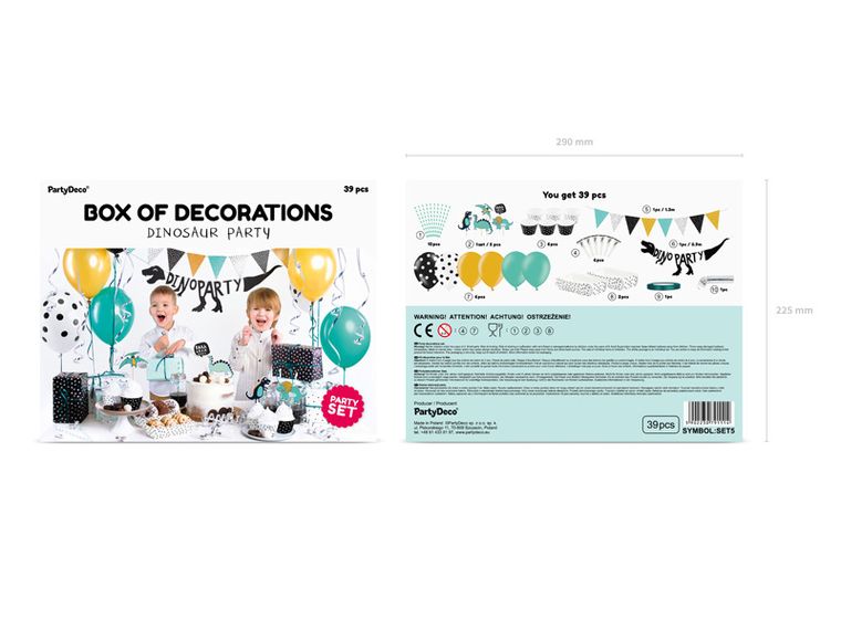 PartyDeco, zestaw dekoracji Party, Dinozaury
