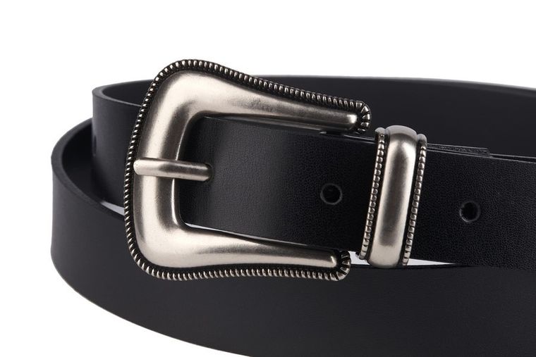 Pasek damski, czarny, skórzany, Peterson