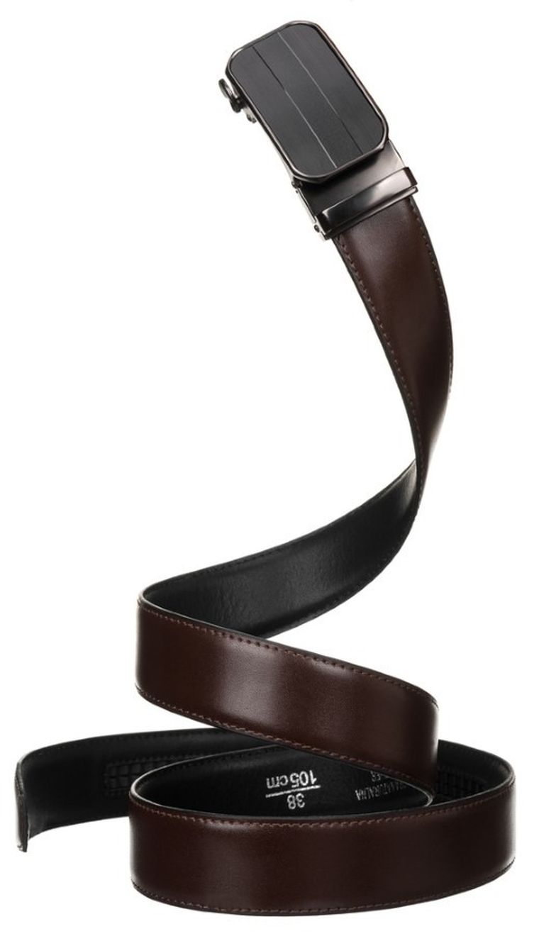 Pasek męski, brązowy, skórzany, Peterson