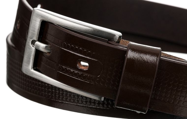 Pasek męski, brązowy, skórzany, Rovicky