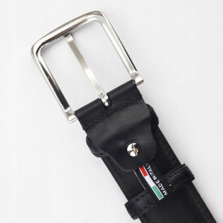 Pasek męski, czarny, skórzany, Pierre Cardin