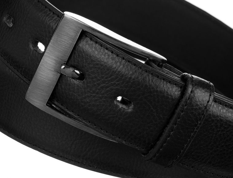 Pasek męski, czarny, skórzany, Rovicky