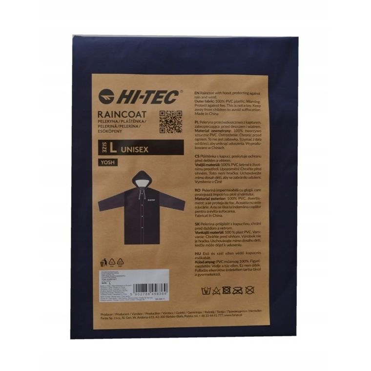 Peleryna przeciwdeszczowa z kapturem, unisex, granatowa, Hi-Tec