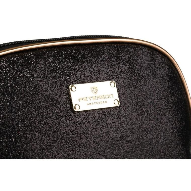 Peterson, kosmetyczka, 1-komorowa, brokatowa, czarna