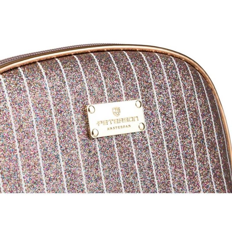 Peterson, kosmetyczka, 1-komorowa, brokatowa, różowe złoto