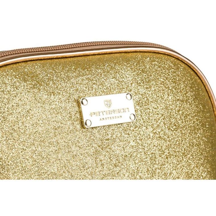 Peterson, kosmetyczka, 1-komorowa, brokatowa, złota