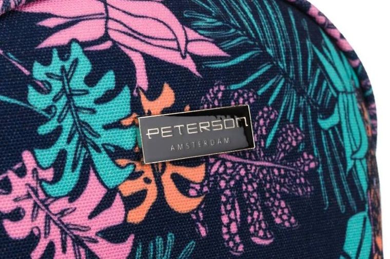 Peterson, kosmetyczka, 1-komorowa, granatowa z botanicznym wzorem