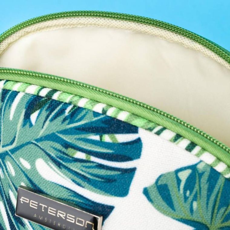 Peterson, kosmetyczka, 1-komorowa, zielona z botanicznym wzorem