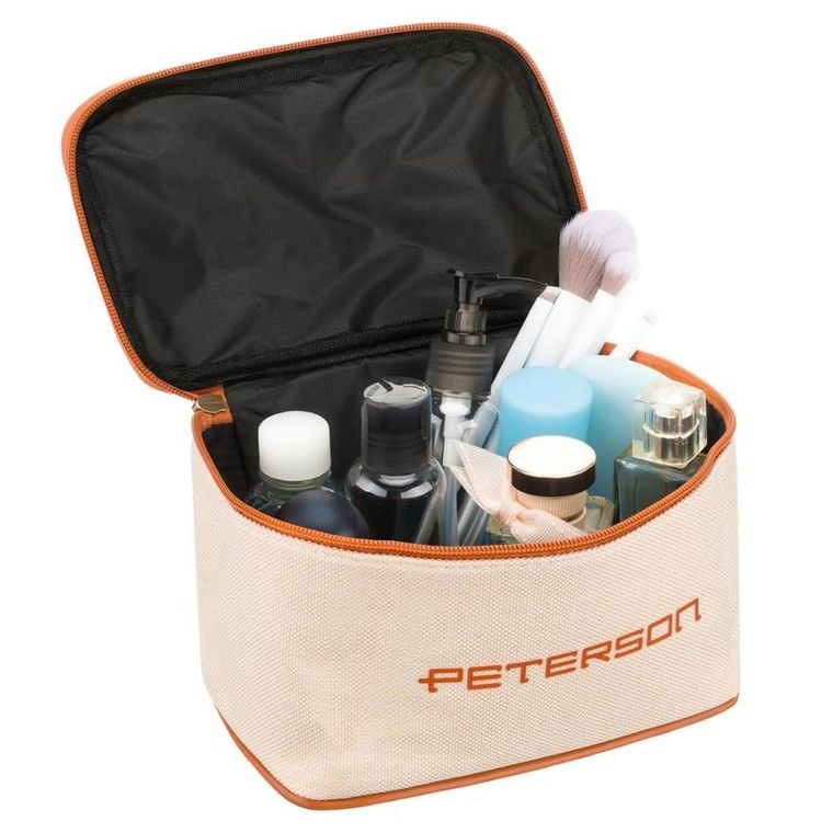 Peterson, kosmetyczka kuferek, beżowa-brązowa
