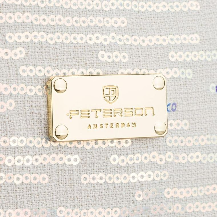 Peterson, kosmetyczka kuferek, cekinowa, biała