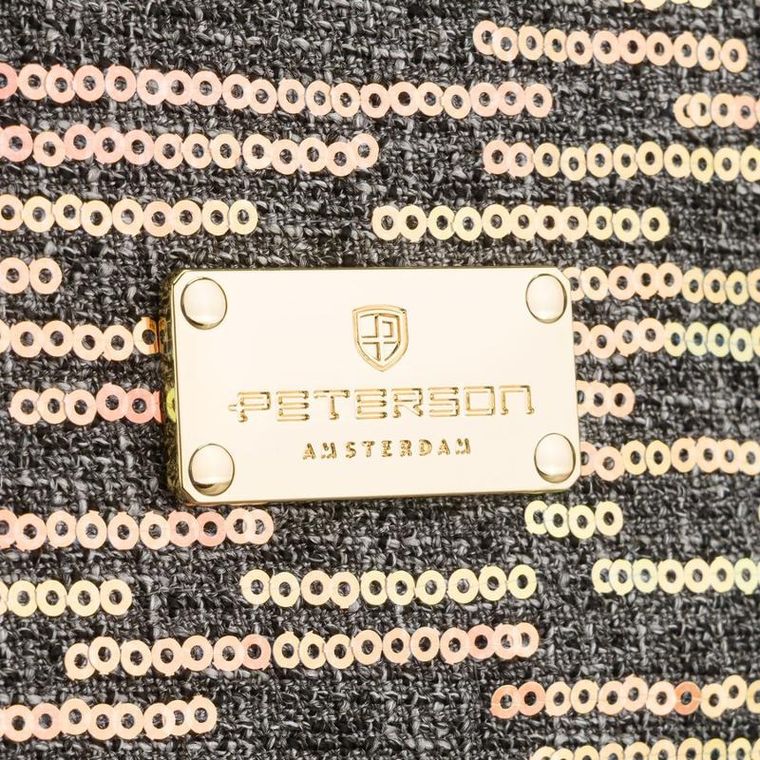 Peterson, kosmetyczka kuferek, cekinowa, szara