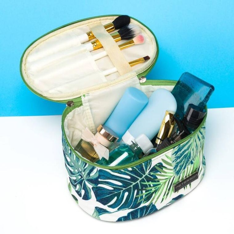 Peterson, kosmetyczka kuferek, liście monstery