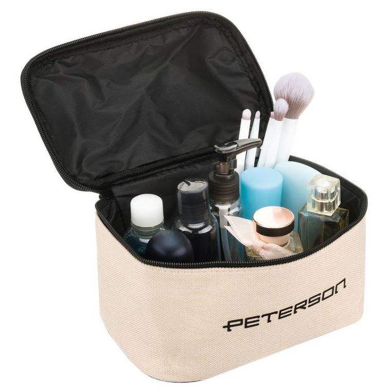 Peterson, kosmetyczka kuferek, tkanina syntetyczna, beżowo-czarna