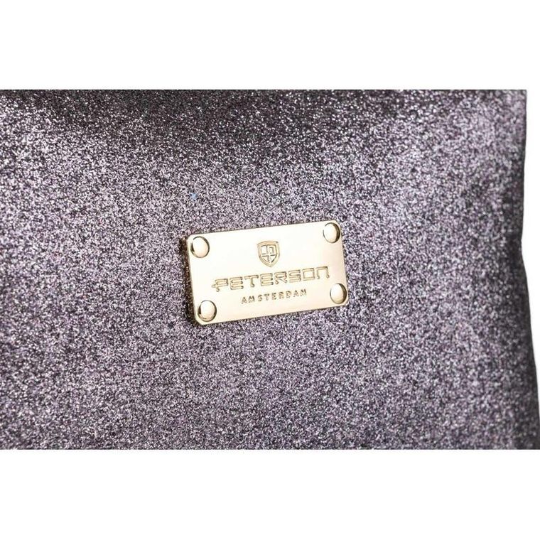 Peterson, kosmetyczka prostokątna, brokatowa, szara