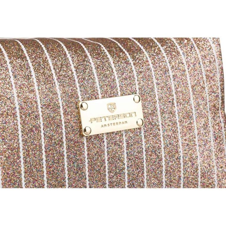 Peterson, kosmetyczka prostokątna, brokatowa, złota