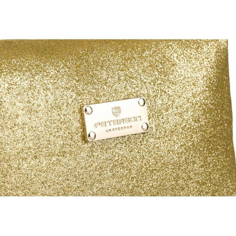 Peterson, kosmetyczka prostokątna, brokatowa, złota