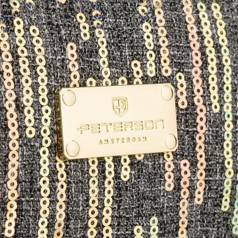 Peterson, kosmetyczka prostokątna, cekinowa, szara