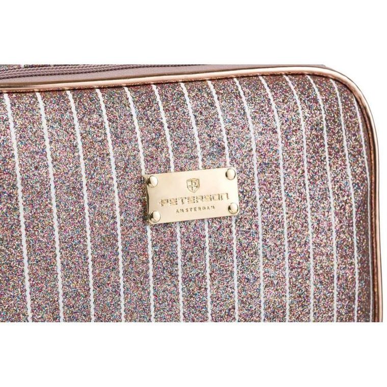 Peterson, kosmetyczka z uchwytem, brokatowa, różowe złoto