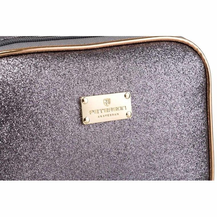 Peterson, kosmetyczka z uchwytem, brokatowa, szara