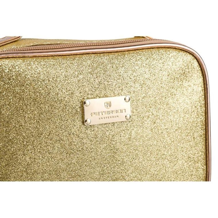 Peterson, kosmetyczka z uchwytem, brokatowa, złota
