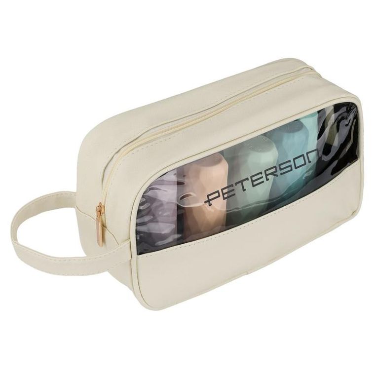 Peterson, kosmetyczka z uchwytem, z przezroczystym panelem, ecru