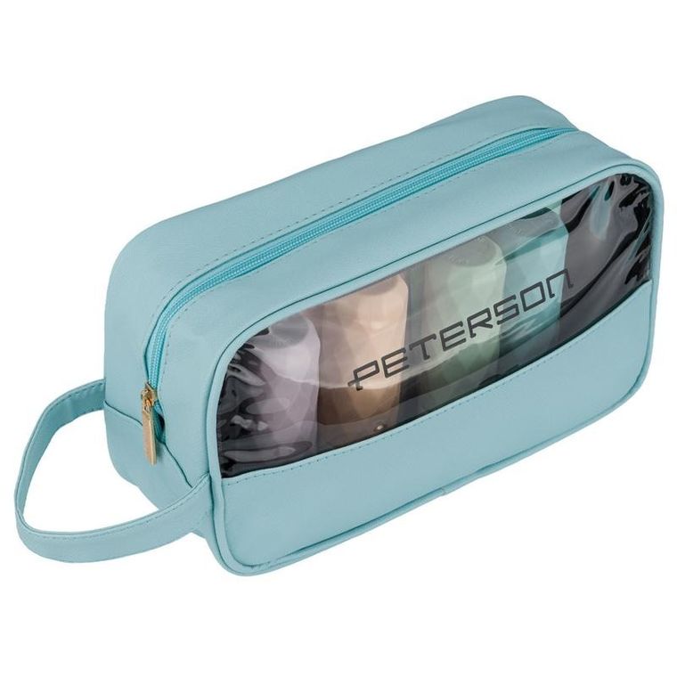 Peterson, kosmetyczka z uchwytem, z przezroczystym panelem, niebieska