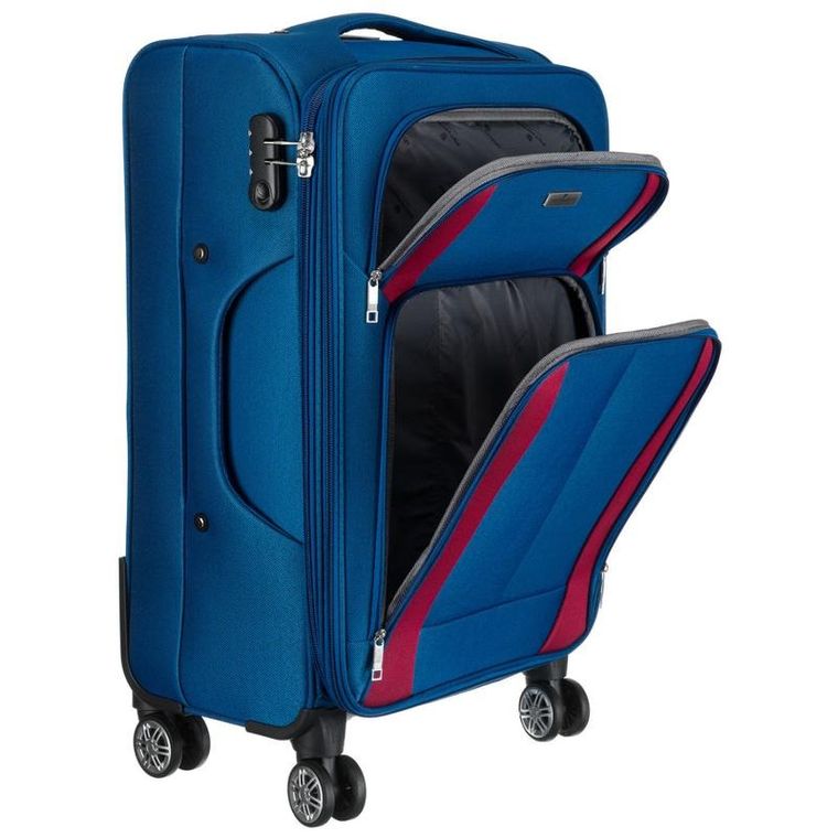 Peterson, lekka walizka, duża, niebiesko-czerwona, 78 cm