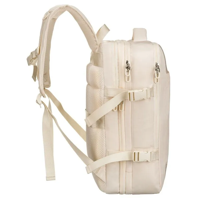 Peterson, plecak podróżny z siatkowaną przegrodą i paskami kompresyjnymi, ecru