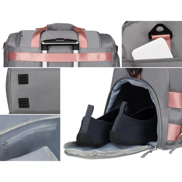 Peterson, torba weekendowo-podróżna, szaro-różowa