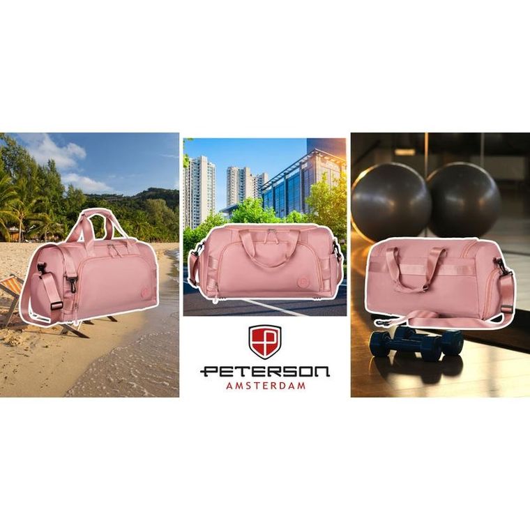 Peterson, torba weekendowo-podróżna z komorą boczną na buty, różowa