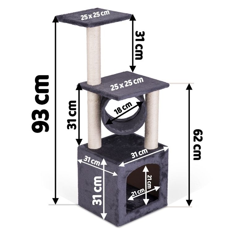 Pethaus, drapak dla kota, domek, szary, 93 cm