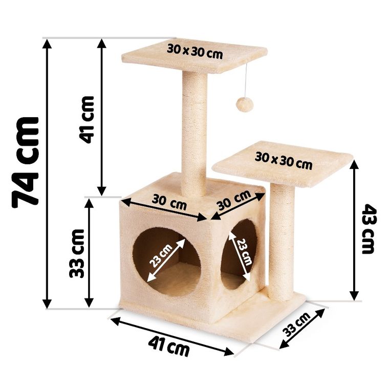 Pethaus, drapak dla kota, zabawka na sznurku, kremowy, 74 cm