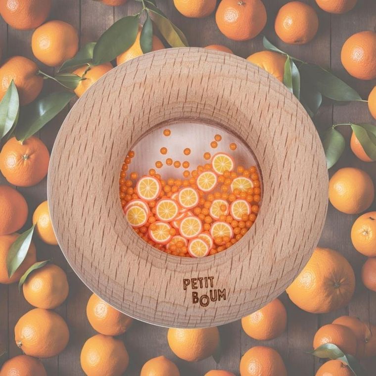 Petit Boum, grzechotka sensoryczna, pomarańcza