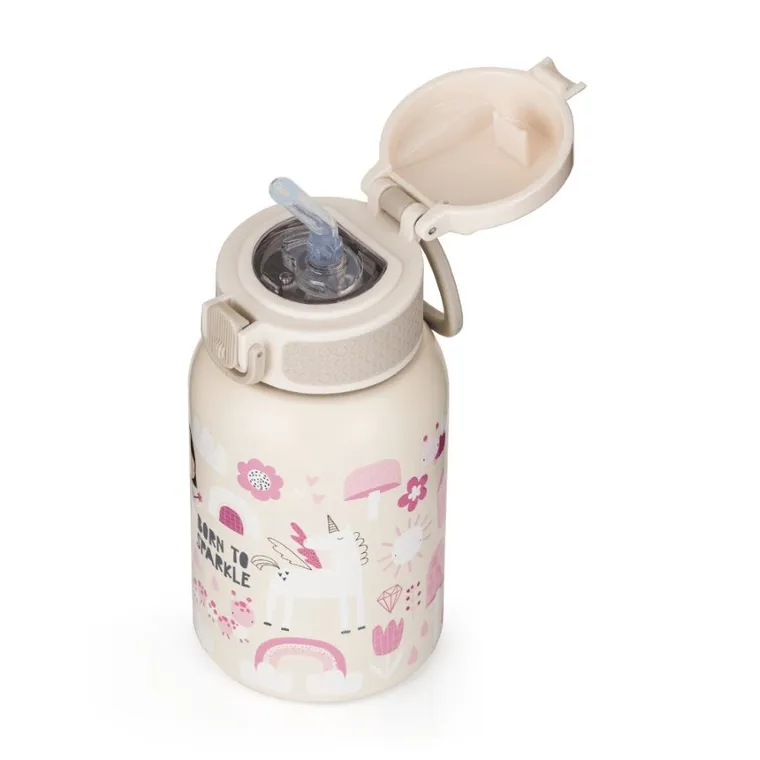 Petite&Mars, butelka termiczna ze stali nierdzewnej ze słomką, twinkling fairy, 350 ml